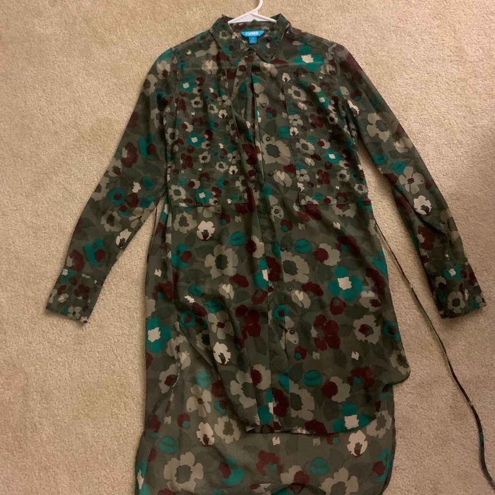 Floral Camouflage Long Sleeve Dress